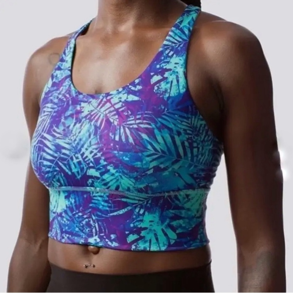 BORN PRIMITIVE - Neon Tropics Crossfire Strappy Sports Bra - S - Picture 4 of 10
